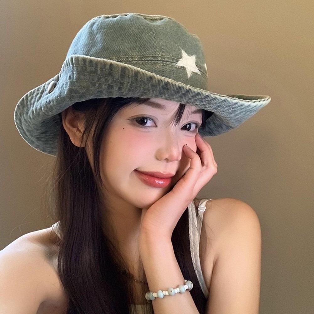 Wide Brim Western Cowboy Hat Adjustable Outdoor Sun Hat Kawaii Mountaineering Hat  Hiking