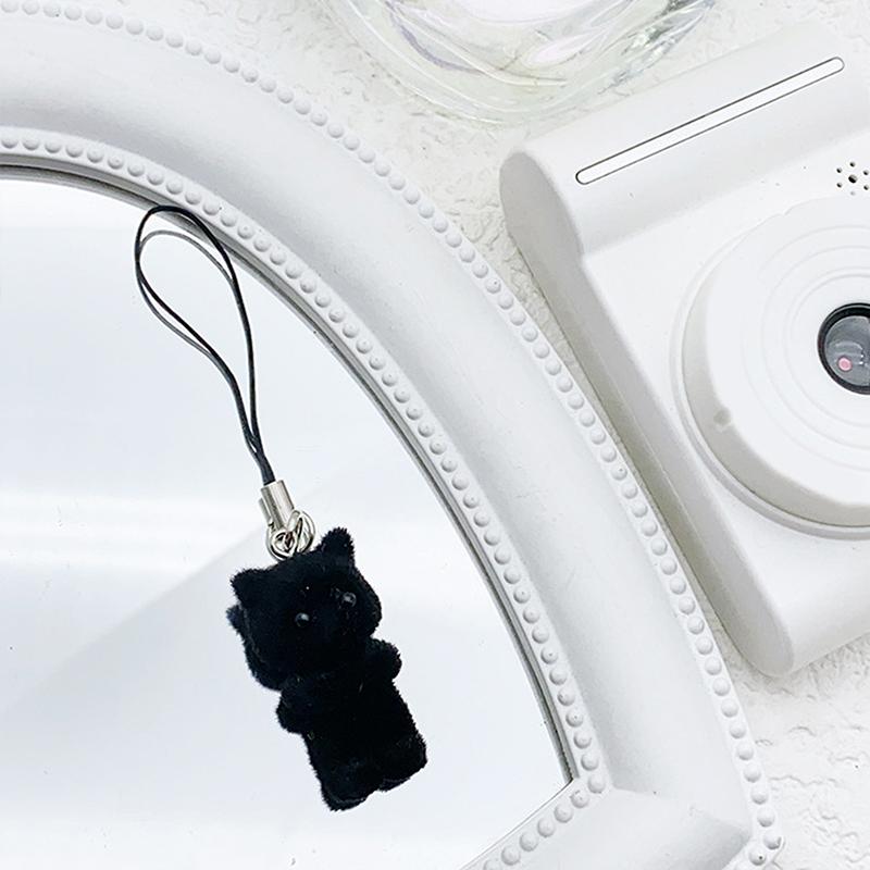 Cartoon Flocking Cat Keychain Cute Flocked Cat Animal Keyring Bag Pendant Backpack Charms Car Decor Diy Accessories Gift