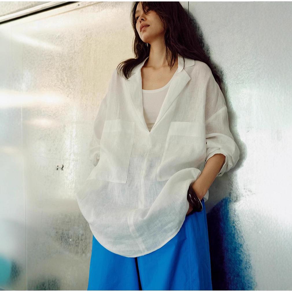 

Легкая льняная универсальная рубашка с защитой от солнца, лето 2025 L