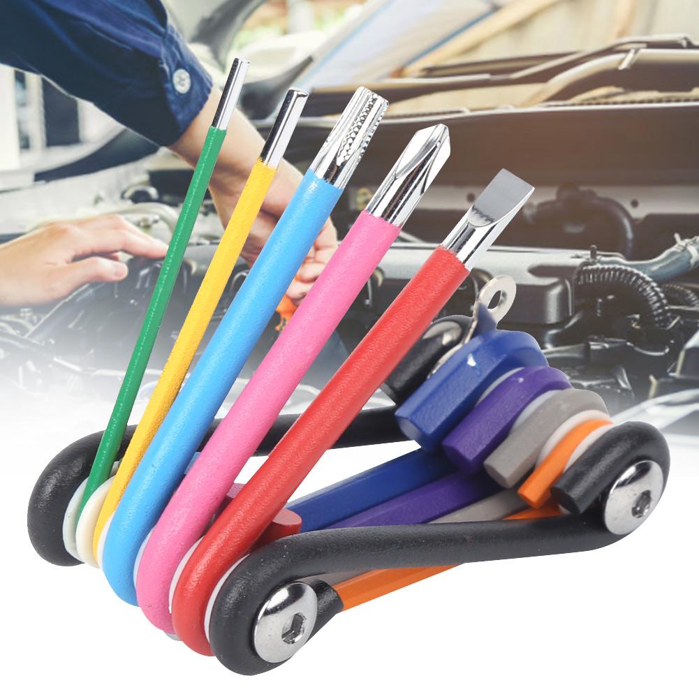 9 in 1 Multi Function Mini Repair Tool Set Bike Repair Hex Slot Cross Star Wrench Kit(9pcs )
