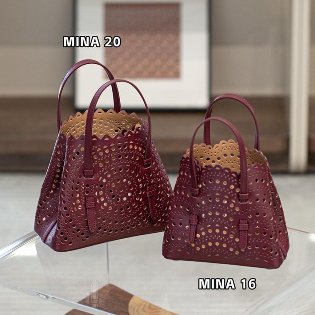 Velkoobchodní továrna prémiová niche vyřezávaná dutá taška na zeleninu Mina kožená dámská taška přes rameno crossbody tote taška