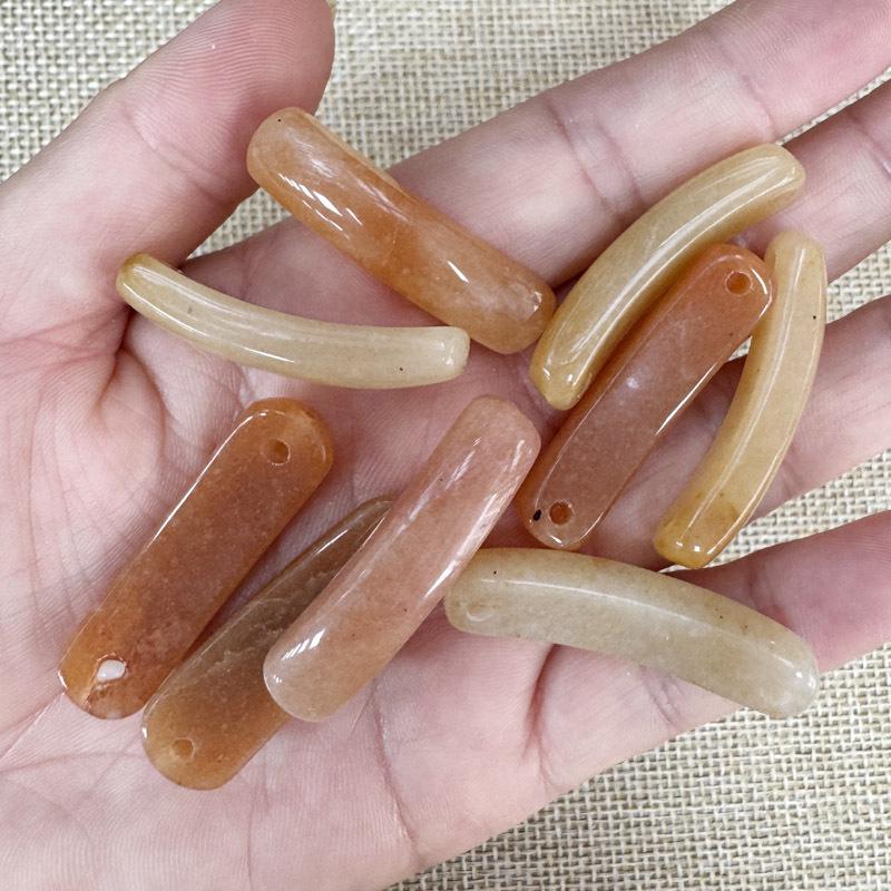 Natural Amethyst & Rose Quartz Bent Tube Connector for DIY Bracelets