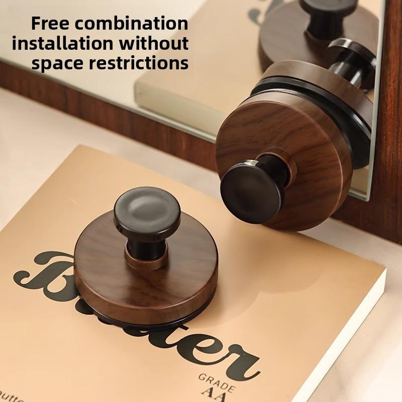 Walnut Wood Grain Suction Cup Rotating Hook, Household Seamless Adhesive Door Rear Coat Hook, Kitchen and Bathroom Hanging Rack