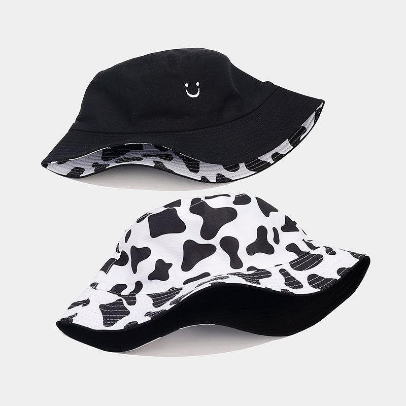 Unisex Cotton Cow Pattern Print Sun Hat With Sunshade And Antiinsect Function For Beach And Outdoor Activities