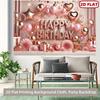 2D FLAT Banner Rose Gold Balloon Happy Birthday Party Backdrop with Confetti