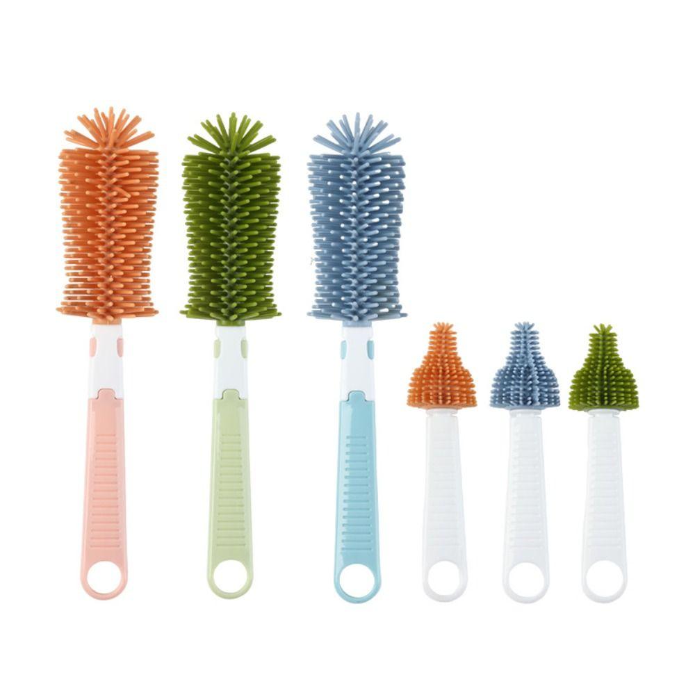 2PCS/SET Silicone Baby Bottle Brush 360 Degree Rotation Nipple Brush Baby Bottle Cleaner Set Cups