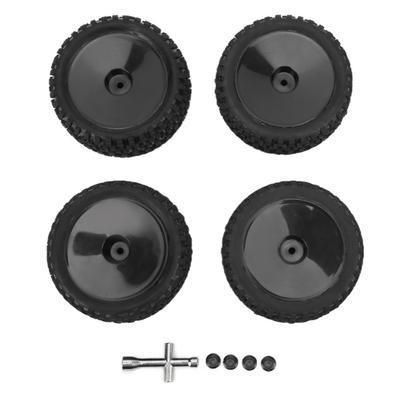 4pcs RC Front Rear Tires and Wheels with 12mm Hex for 1/10 RC Off Road Car Upgrade PartsBlack