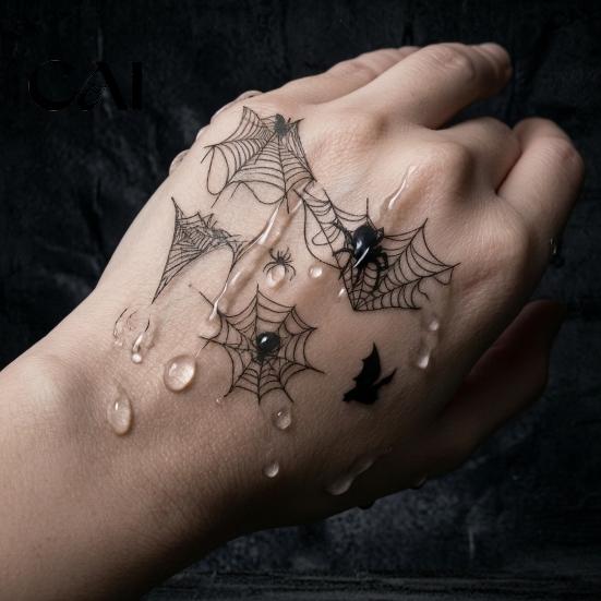 Decorative Accessories for Halloween 4Pcs Spider Bat Tattoo Stickers, 3D Realistic Temporary Body Art Skin Friendly Tattoos Kids Party, Waterproof