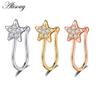 Alisouy 1pc Zirconia Fake Piercing Clip Nose Ring Body Jewelry for Women Ear Cuffs Heart Cross Star Leaf Flowers Clip Nose Rings