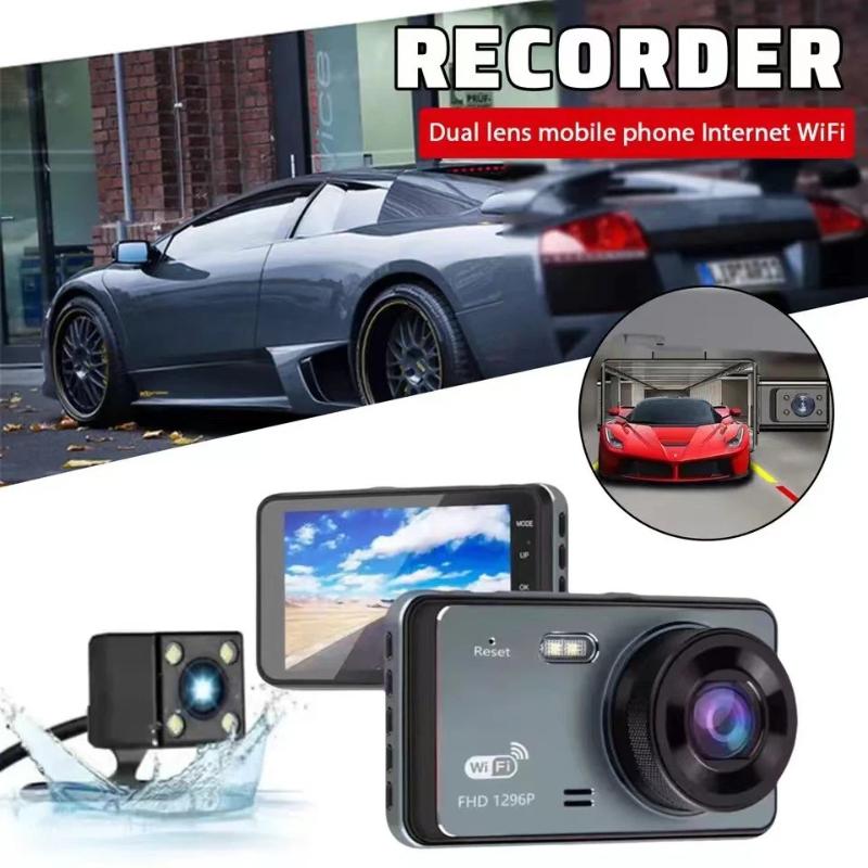 4-inch Dashcam, HD Dual-lens Touchscreen, WiFi Car Dashcam