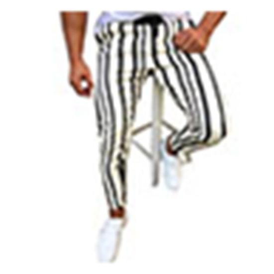 

Шикарные мужские узкие брюки-карандаш со шнурком и принтом в вертикальную полоску, спортивные брюки M белый