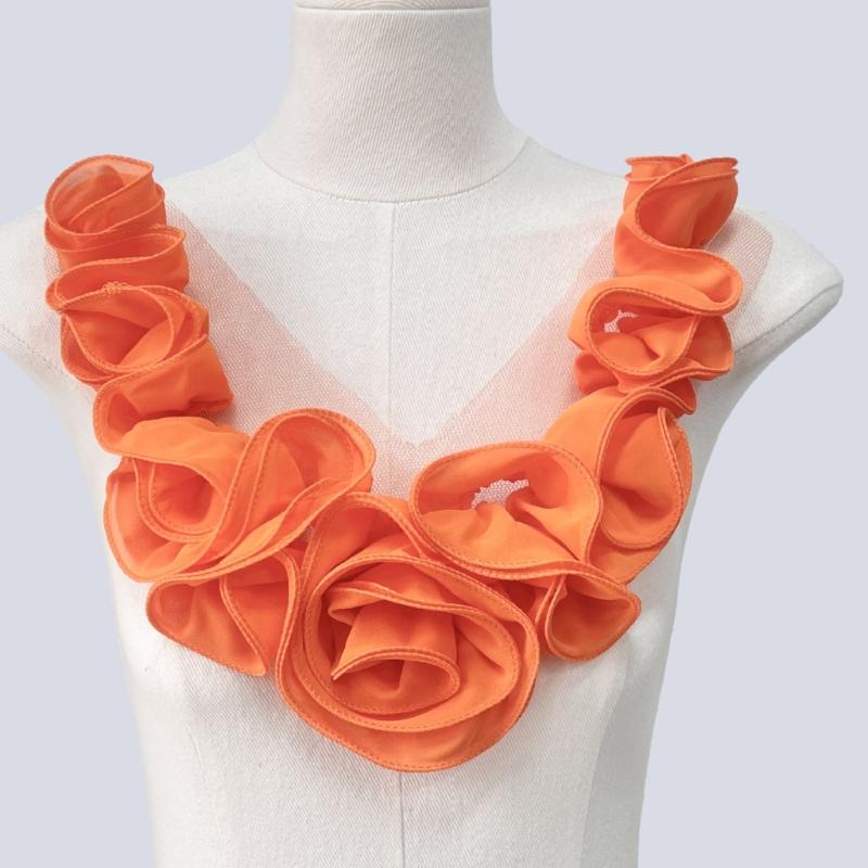 Polyester-Faltenblumen-Aufnäher Einfach aufzunähen Für Kleidungsreparaturen Und Kreative Projekte Auf Verschiedenen Stoffen