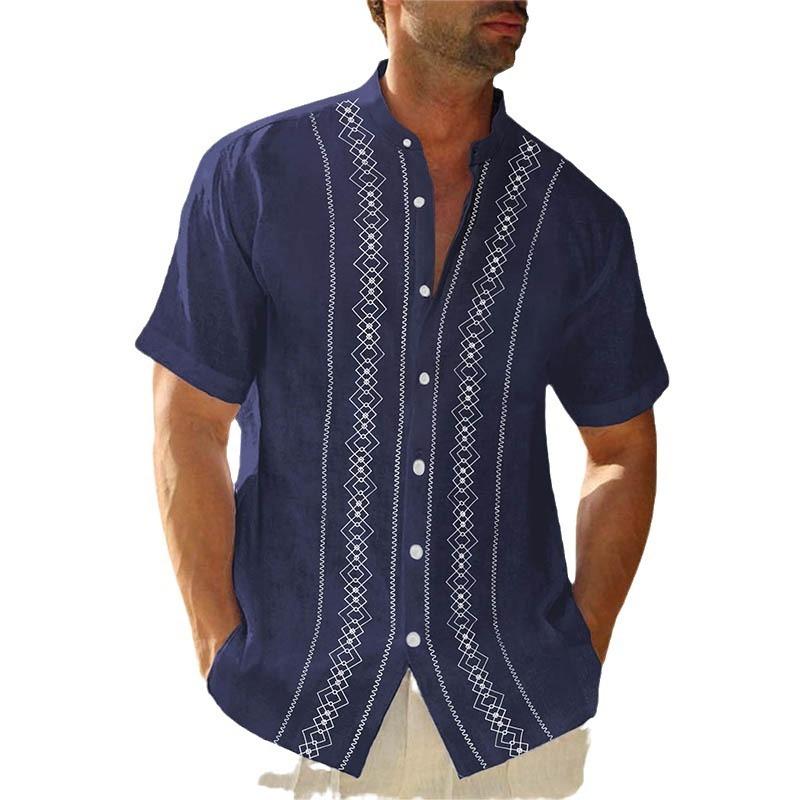 Summer Men's Shirt Button Short Sleeved Design with Stripes for Coolness Solid Color Top Shirts Men’s