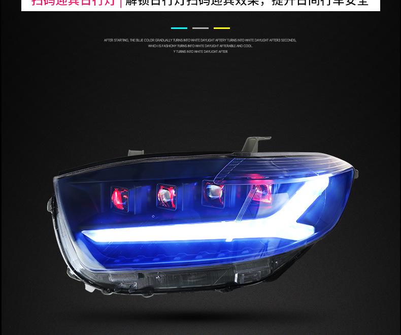 09-11 Toyota Highlander Matrix LED Headlight Assembly with Ice Blue LED DRL