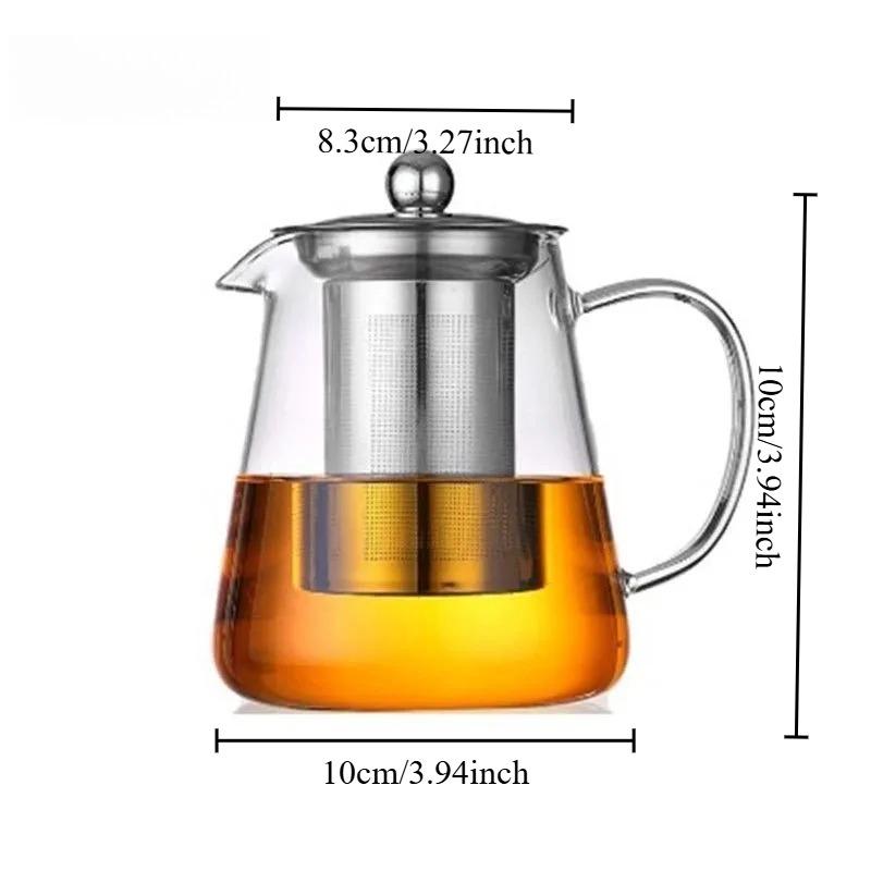 Glass Tea Pot Separation Thickened Heat-Resistant Glass Pot Stainless Steel Easy Filtration Tea Set