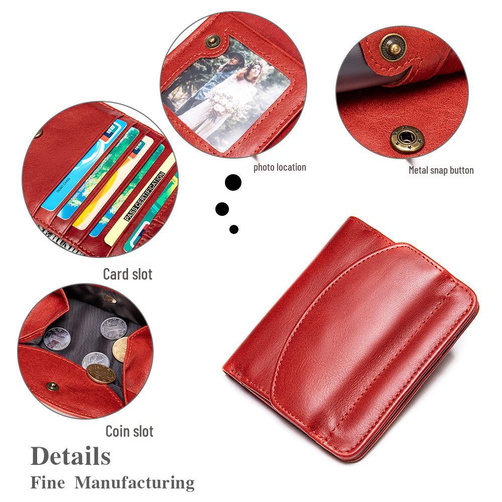 Women's Genuine Leather Slim Wallet & Coin Purse: Versatile, Soft Cowhide, Two-in-One Money Clip.