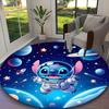 1pc Stitch Galaxy Pastel Floral Blue Rug, Comfortable Printed Home Round Carpet, Cozy Office Chair Rug