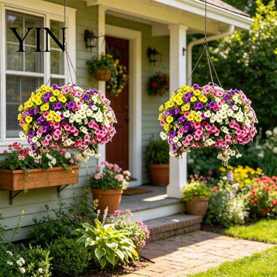 Fiori Artificiali da Giardino Resistenti ai Raggi UV Petunie, Fiori Finti da Esterno per Patio Portico Vasi Appesi, Piante Realistiche Decorazione Interna