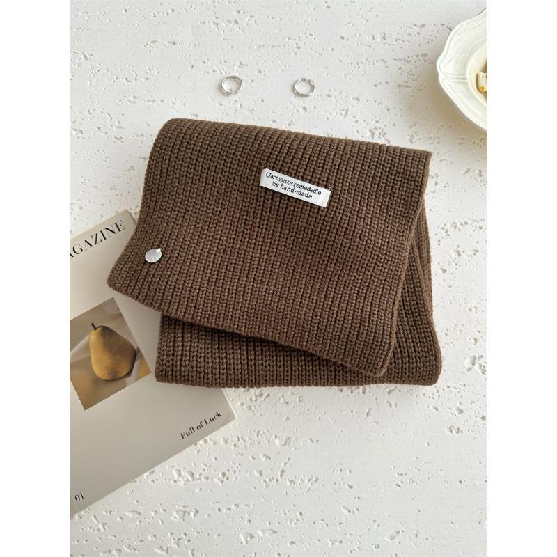 Sheep wool couple solid color knitted wool scarf women's autumn and winter value for money, thickened warm scarf