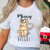 Funny Christmas Cat Printed T-Shirt Women Summer Fashion Tshirt Christmas Party Casual Fashion Tee Shirt Short Sleeve Tops