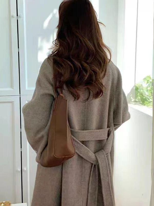New Style Double-Faced Wool Coat with Stand Collar and Side Buttons - Autumn/Winter 2026 Collection