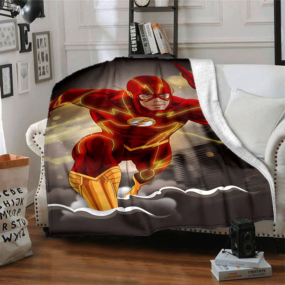 1pc Flash superhero Flannel Throw Blanket Soft, Warm & Cozy for Couch, Bed, Office, and Travel Versatile All Season Gift, Christmas present