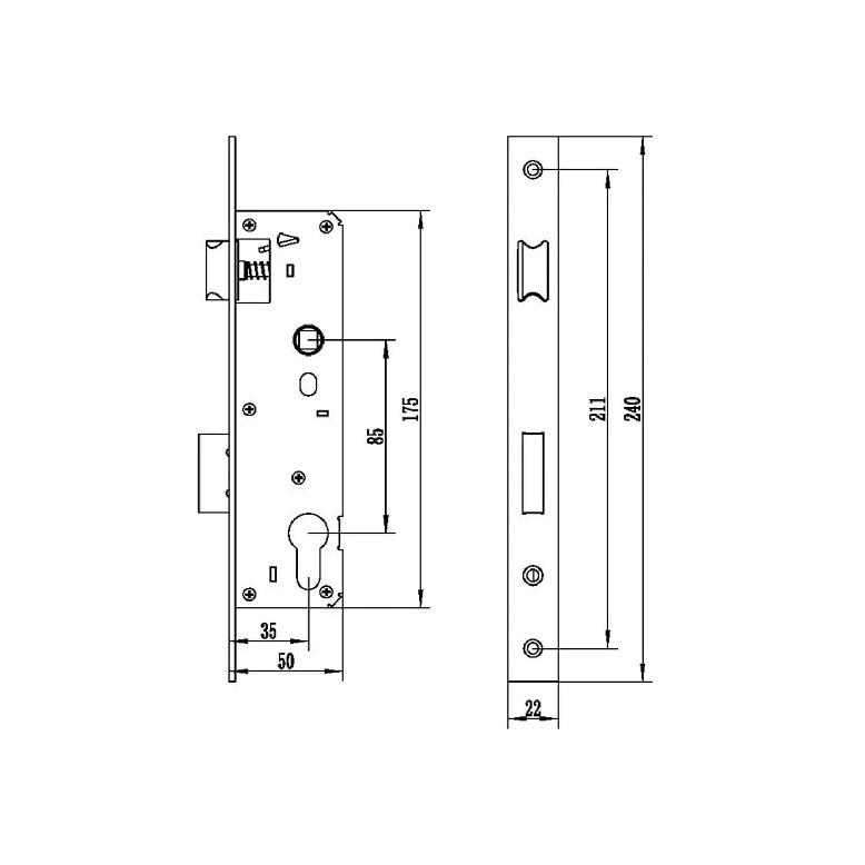 Single & Multipoint Aluminum Alloy Indoor Wooden Door Lock Body Lockset Accessories, Cylinder Lock & Aluminum Alloy Door 1Pcs(8535 Single Point)