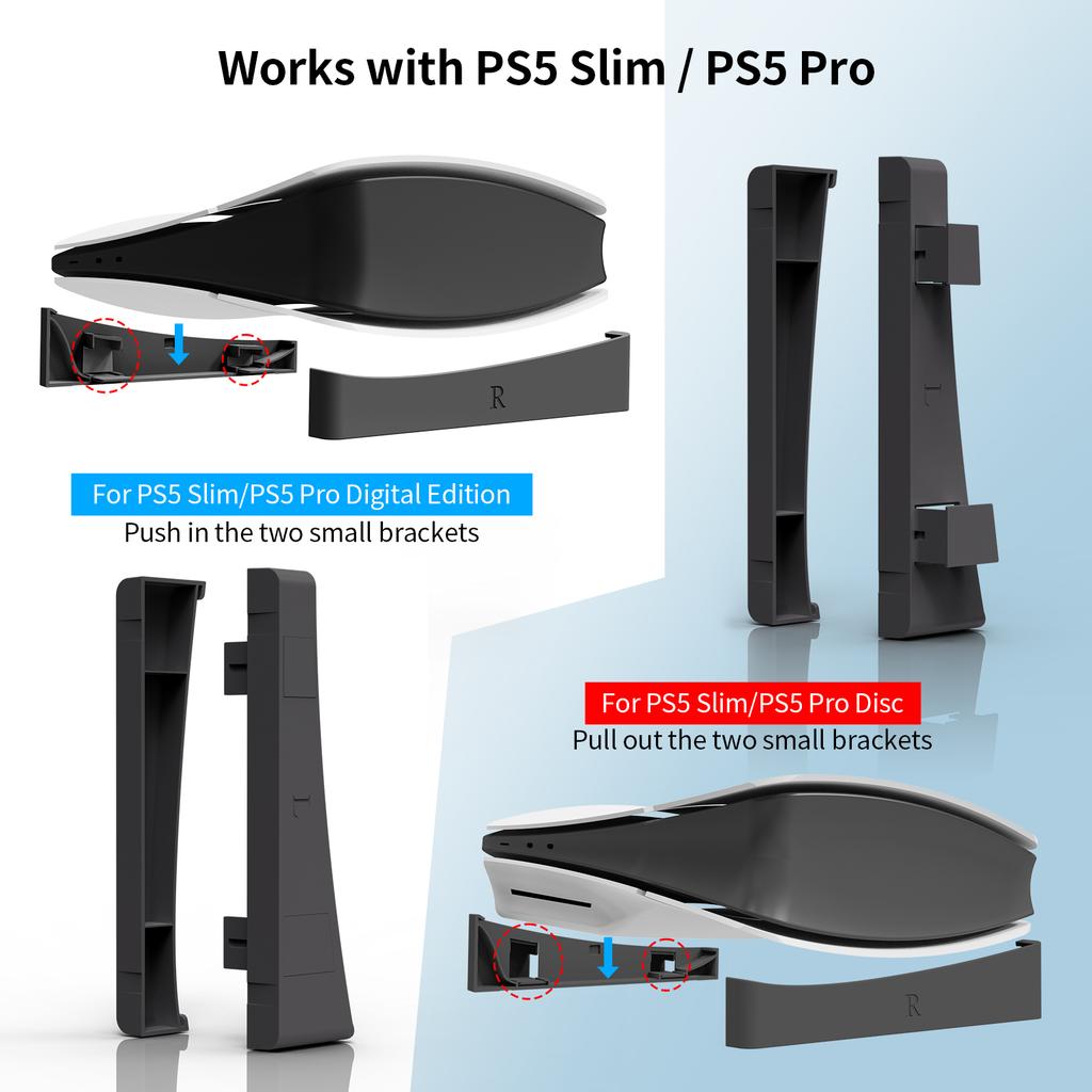 Game Stand for Sony PS5 Slim / Pro Console Playstation Play Station Horizontal Support Base Holder Cradle Gaming Accessories Kit
