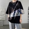 Plus Size Half Sleeve Print Patchwork Street Casual Tops Summer New Short Sleeve Loose Korean T Shirts Fashion Trend Men Clothes