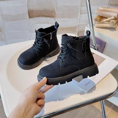 2024 Kinder Kurzstiefel für Mädchen Herbst Winter Neue Mode Koreanischer Stil Weiche Sohle Rutschfest Vielseitig Knöchel Lederstiefel