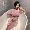 Sex underwear purple pure desire cheongsam slit straps transparent hottie pure desire mesh passion uniform temptation