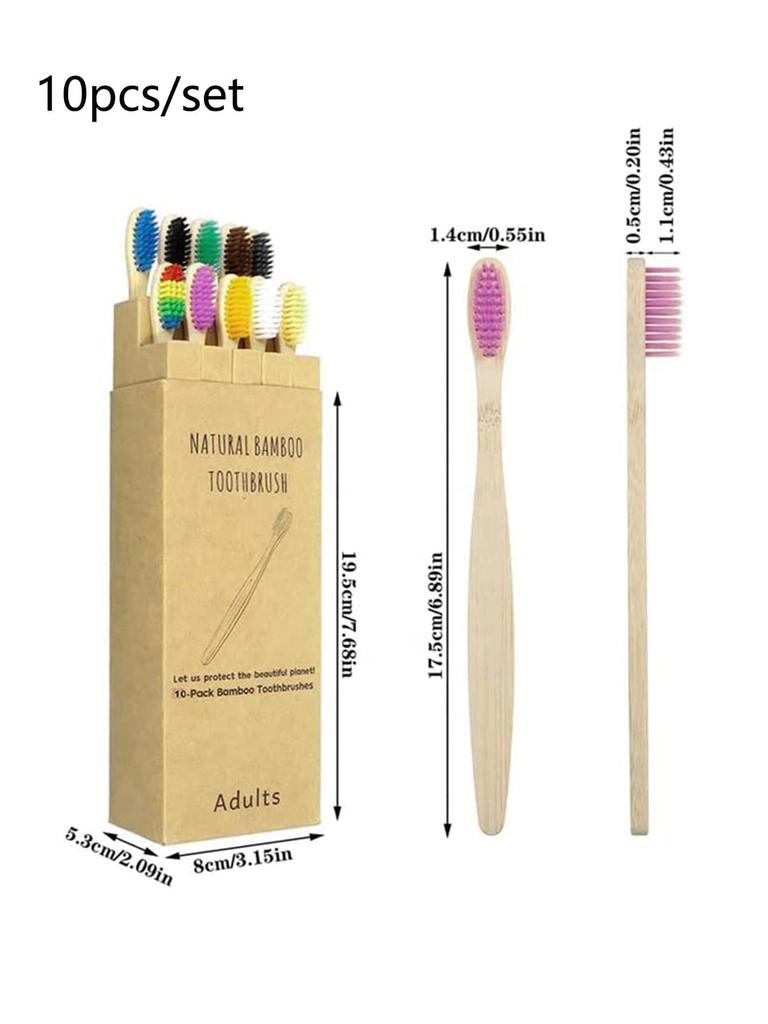 10pcs Ten Pack Environmentally Friendly and Degradable Bamboo Soft Hair Bamboo Toothbrush Set