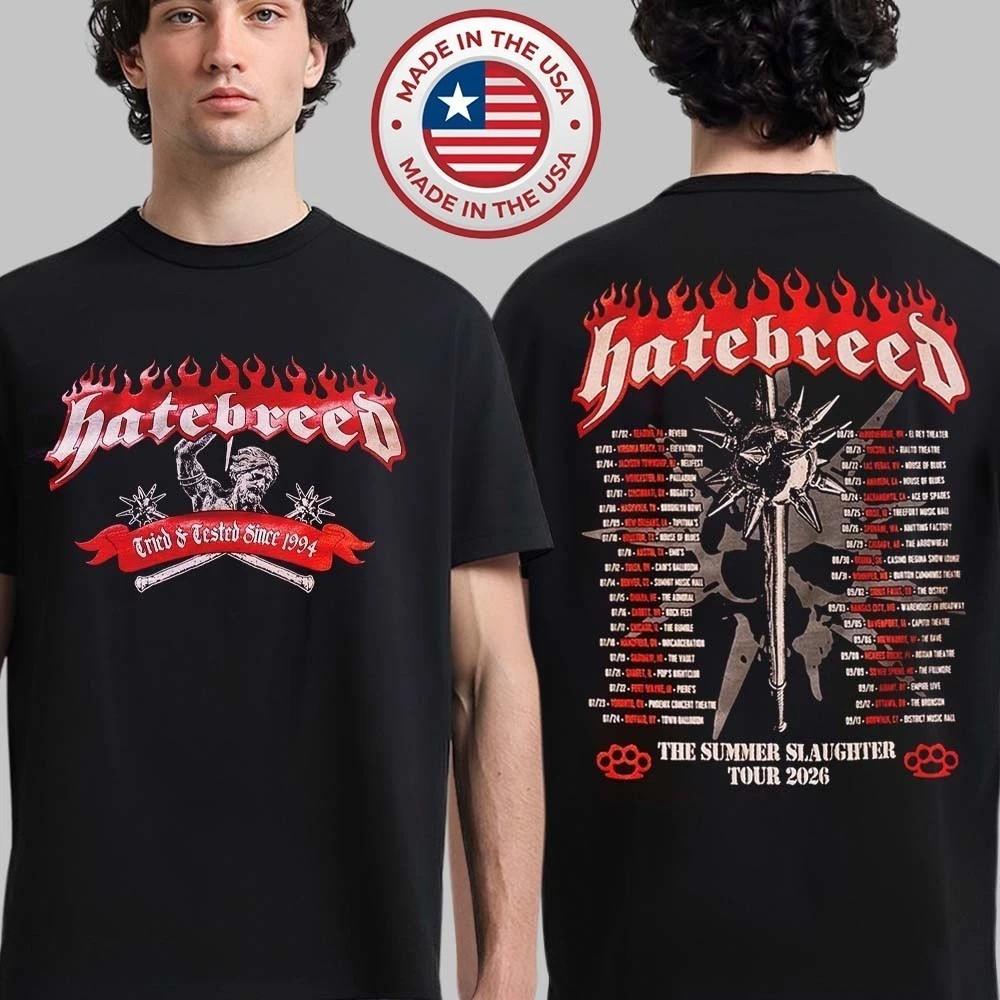 Men's Cotton T-Shirt, Quick Dry Breathable, Summer Casual Wear Hatebreed The Summer Slaughter Tour 2026 Merch Unisex T-Shirt
