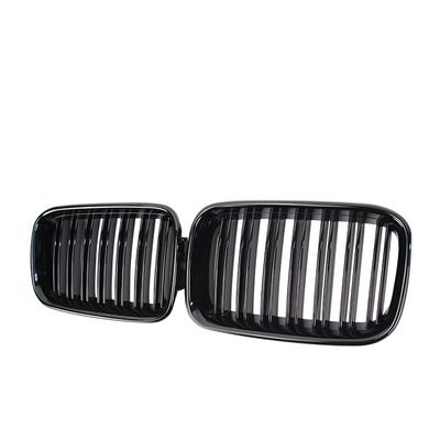 2x Double Line Style Car Front Racing Kindey Grilles For BMW E36 1992-1996 Glossy Black Dual Slats Upper Grilles