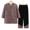 Chic Grandma Summer Seven-Sleeve Top Two-Piece Set - Chinese Style Fashion for Middle-Aged & Elderly Women