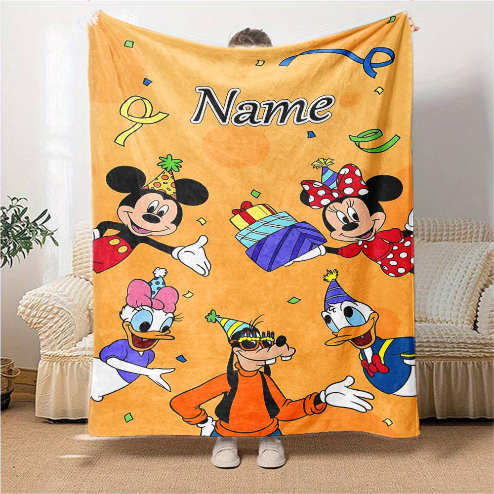 Custom Name Mickey Mouse Celebration blanket for Couch & Bed, Plush Cozy Fuzzy Blanket Super Soft & Warm Blankets for Fall and Winter. 090826