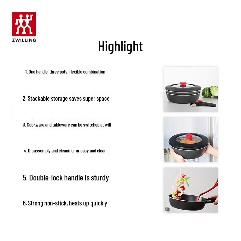 ZWILLING NOW Plus Detachable Handle 5-Piece Cookware Set