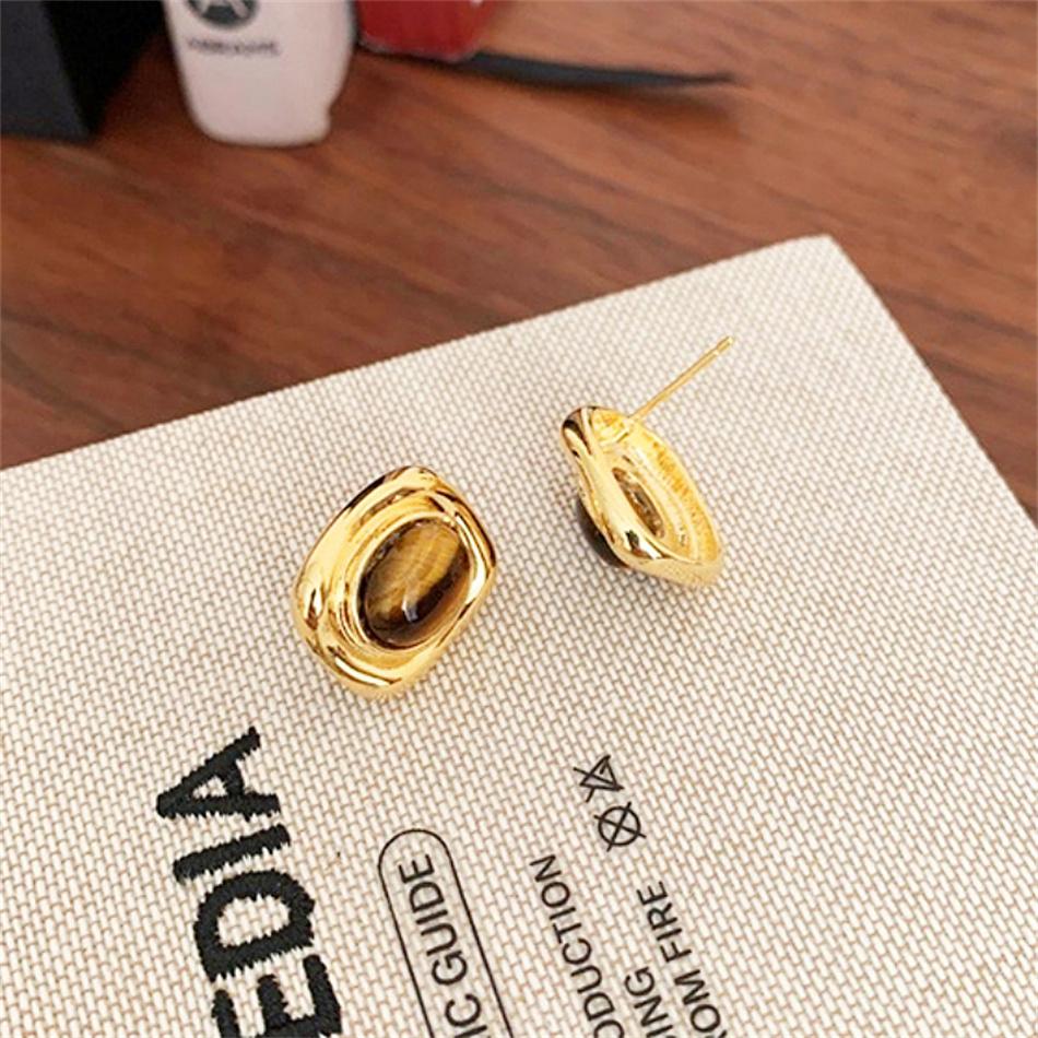 Maillard Brown Square Geometry Stud Earrings For Women New Trend Jewelry Simple Wedding Christmas Girl Gift Jewelry