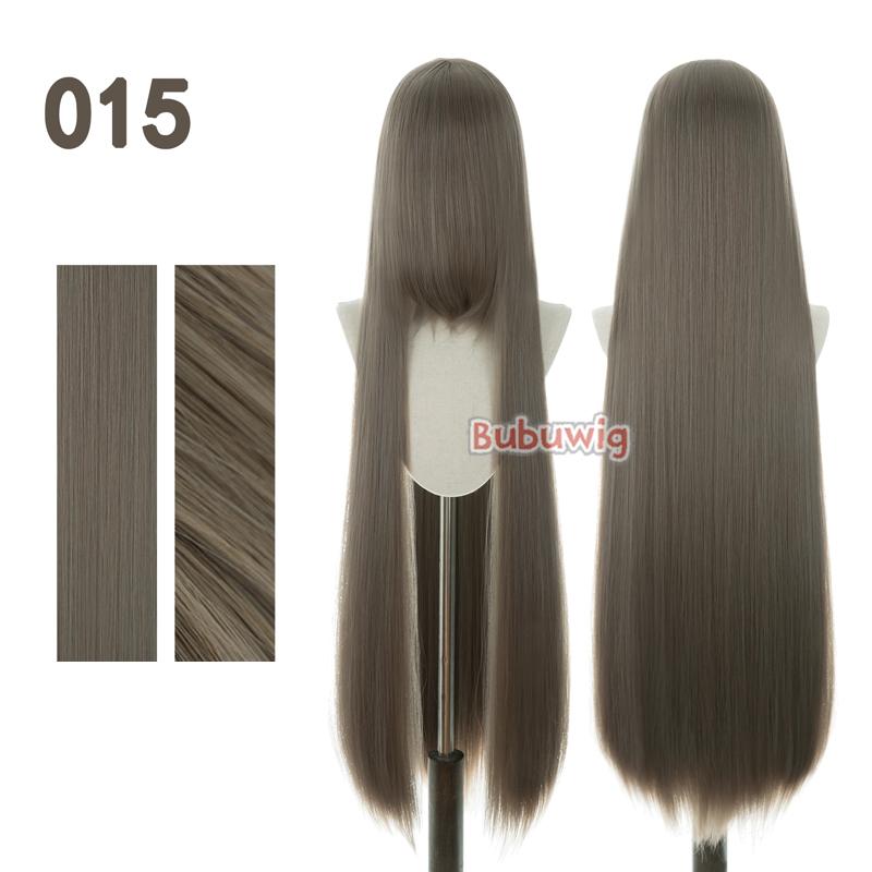 Bubuwig Synthetic Hair 100cm Long Straight Pure Color Cosplay Wigs Over 100 Colors Black White Red Blue Brown Wig Heat Resistant