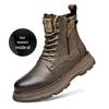 Men's Trendy Genuine Leather Martin Boots: Mid-Cut, All-Match High-Top with Velvet Lining for Autumn and Winter