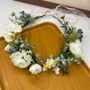 Rose Flower Headband Festival Wedding Green Leaf Floral Headpiece Flower Crown  for Women Girls