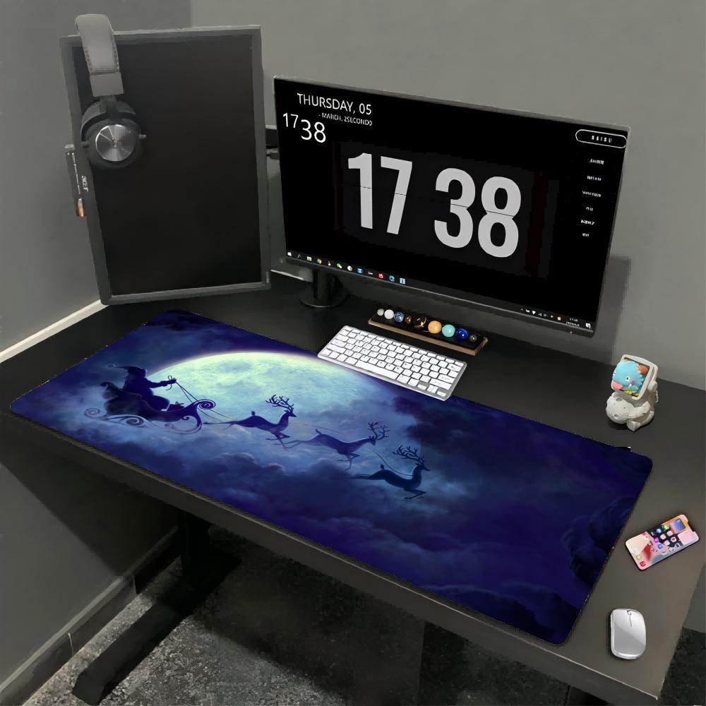 Christmas Moon Mouse Pad Computer Accessories Office Game Table Mats Rubber Anti-slip Gaming Keyboard Mousepads Desk Pads 40X90