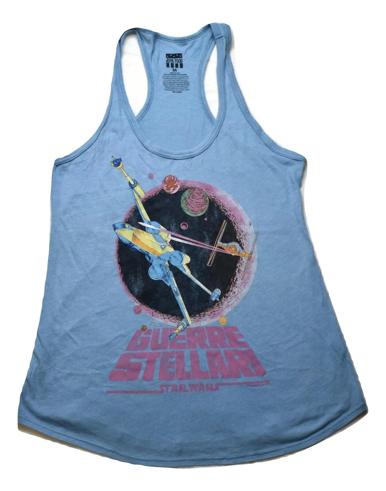 Junk Food Womens Star Wars Italian Print Guerre Stellari Tank Shirt New M, L XL