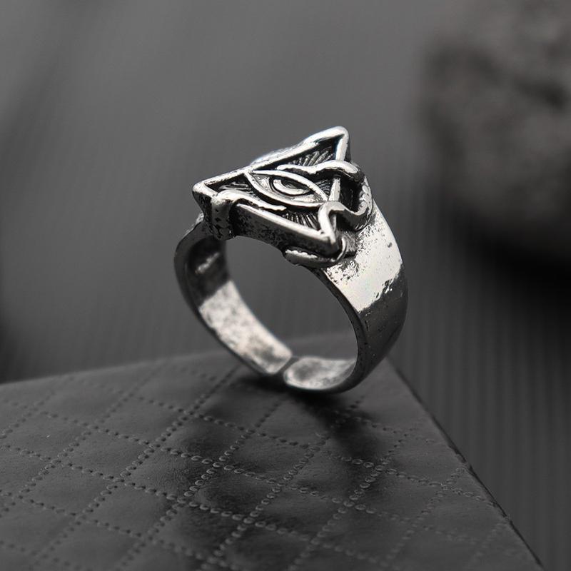 Retro Eye of Providence Cthulhu Octopus Adjustable Open Ring For Men Silver Color Punk Gothic Jewelry Biker Accessories Man Gift