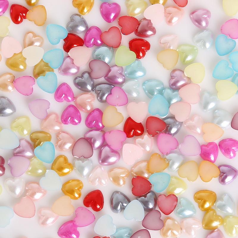 50-300Pcs Cheap Imitation Plastic Half Pearl Heart Beads Flatback Cabochon Scrapbooking Craft 3/4/6/8/10/12mm Pick Size