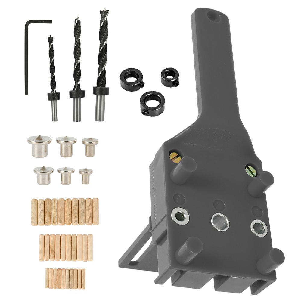 Quick Wood Doweling Jig Plastic ABS Handheld Pocket Hole Jig System 6/8/10mm Drill Bit Hole Puncher For Carpentry Dowel Joints