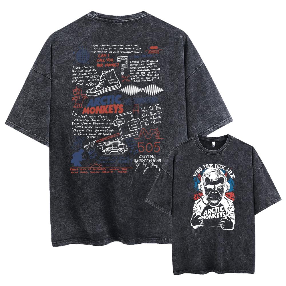 Retro Rock Arctic Monkeys Musikkalbum Grafisk T-Shrit Vintage Vasket Oversized Kortermet T-skjorte for menn Y2k Hip Hop Streetwear