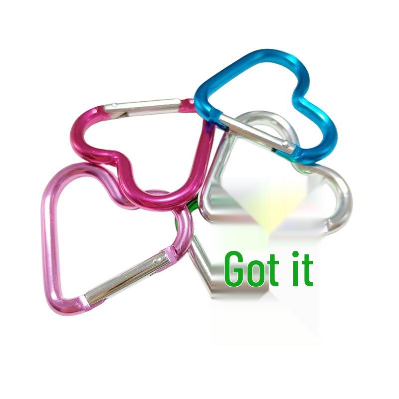 Heart-Shaped Multicolor Aluminum Carabiner: Lightweight Quick-Release Keychain for Outdoor Backpacks