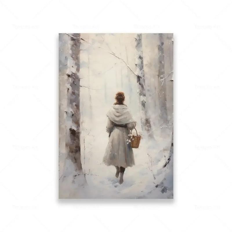 Modern Minimalist Farmhouse Elk  Snowman HD Canvas Wall Art  Holiday Vibes Poster for Bedroom  Living Room Decor