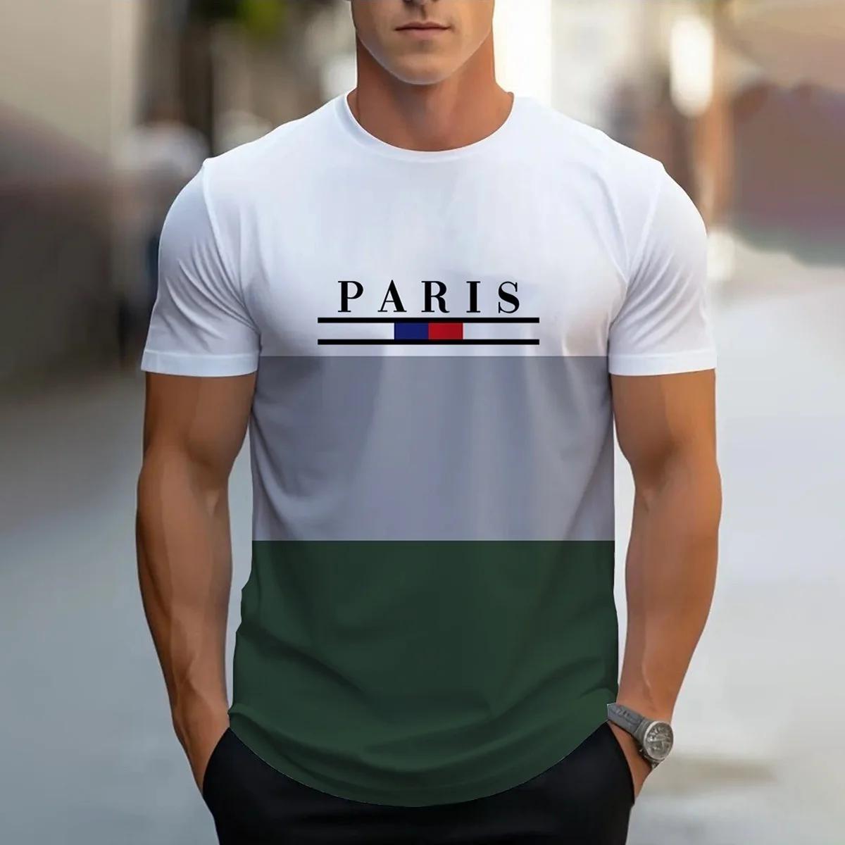 

ПАРИЖ Принт 3D Футболки с круглым вырезом Освежающие Повседневные Дышащие Удобные Быстросохнущие Мужские футболки XXXL